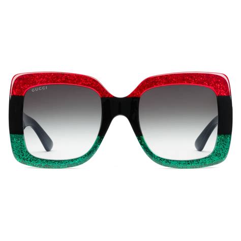 occhiali donna gucci sfumato verde glitter rosso|occhiali Gucci da sole.